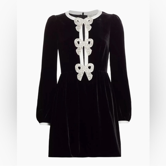 EUC Saloni Camille Bow- Front Mini Dress in black and white Size 14 - Picture 1 of 9